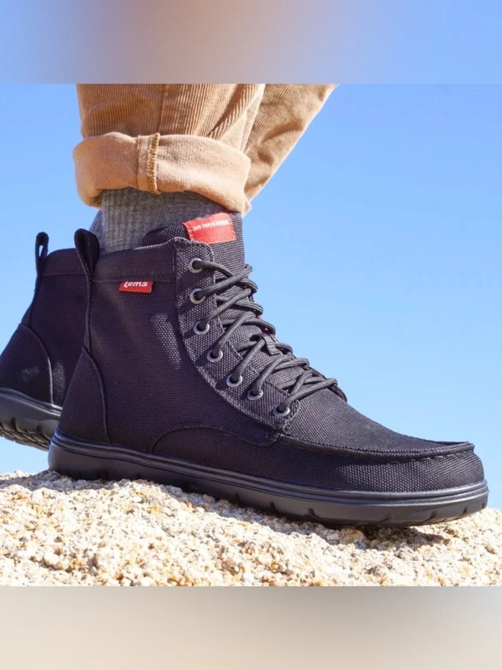 Lems Boulder Boot Vegan Men Size 41 Black Nylon Outdoor Hiking